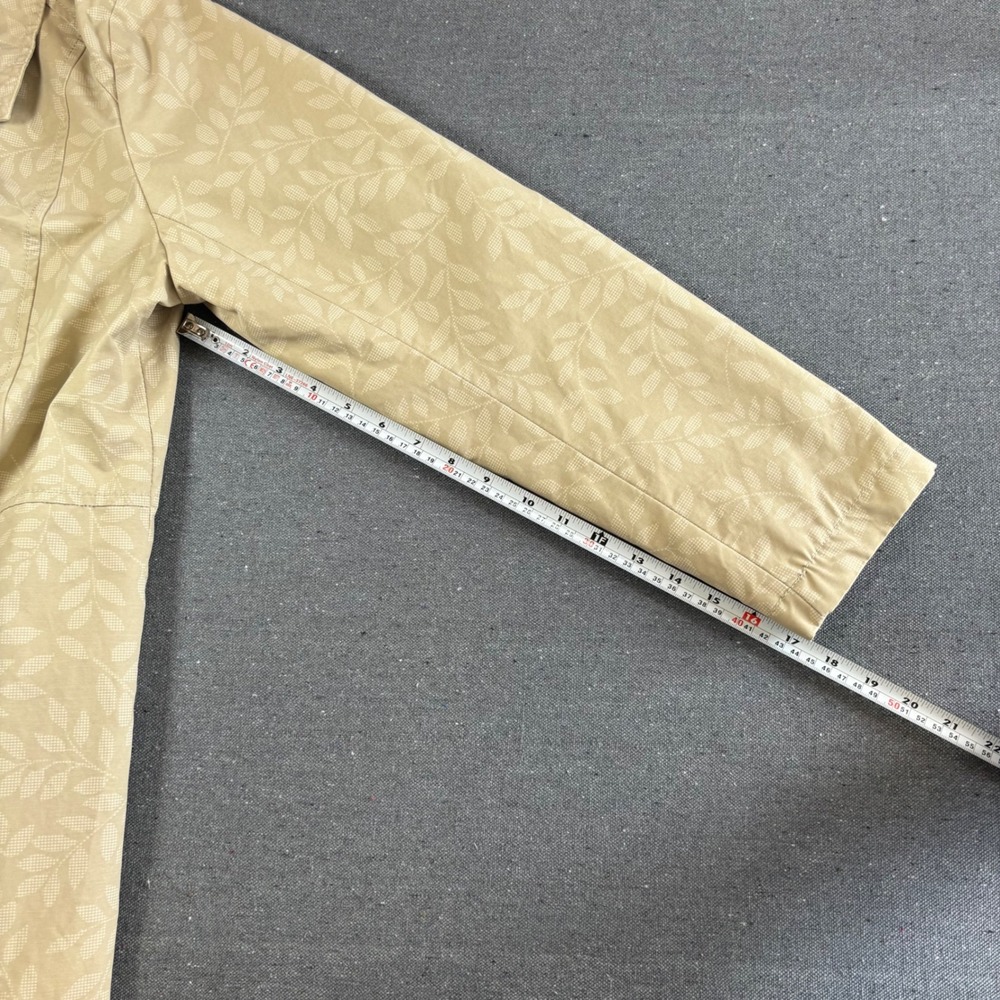 Eddie Bauer Trench Coat Womens XL Tan Excellent Leaf Print Cotton Nylon Jacket - Picture 6 of 9